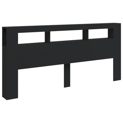 Hoofdeinde Met Led 220X8,5X03,5 Cm Bewerkt Hout 220 x 103.5 cm Zwart