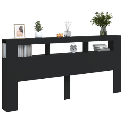 Hoofdeinde Met Led 220X8,5X03,5 Cm Bewerkt Hout 220 x 103.5 cm Zwart