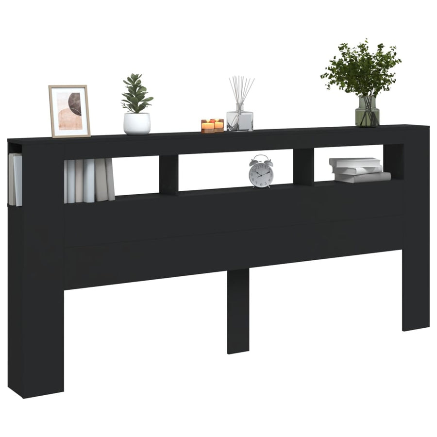 Hoofdeinde Met Led 220X8,5X03,5 Cm Bewerkt Hout 220 x 103.5 cm Zwart