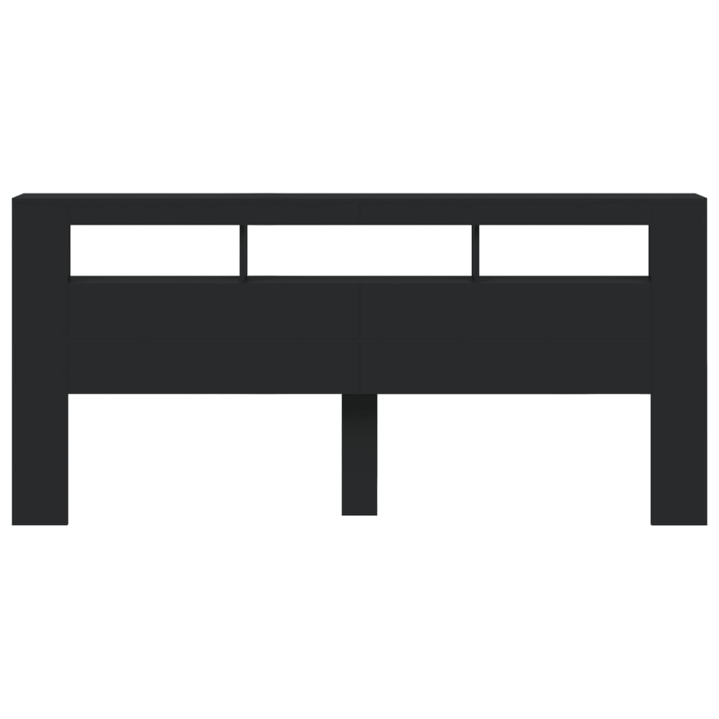 Hoofdeinde Met Led 220X8,5X03,5 Cm Bewerkt Hout 220 x 103.5 cm Zwart