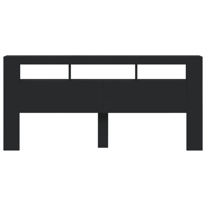 Hoofdeinde Met Led 220X8,5X03,5 Cm Bewerkt Hout 220 x 103.5 cm Zwart