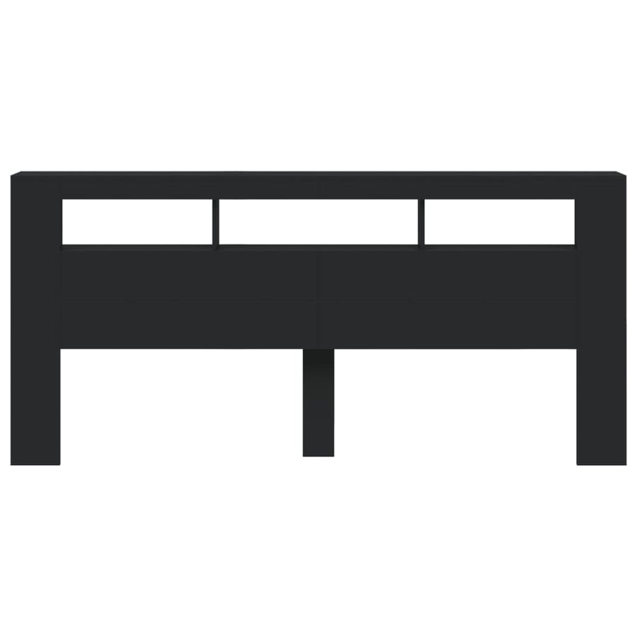 Hoofdeinde Met Led 220X8,5X03,5 Cm Bewerkt Hout 220 x 103.5 cm Zwart