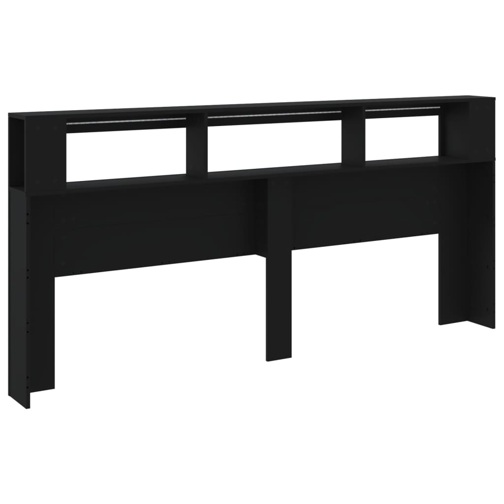 Hoofdeinde Met Led 220X8,5X03,5 Cm Bewerkt Hout 220 x 103.5 cm Zwart