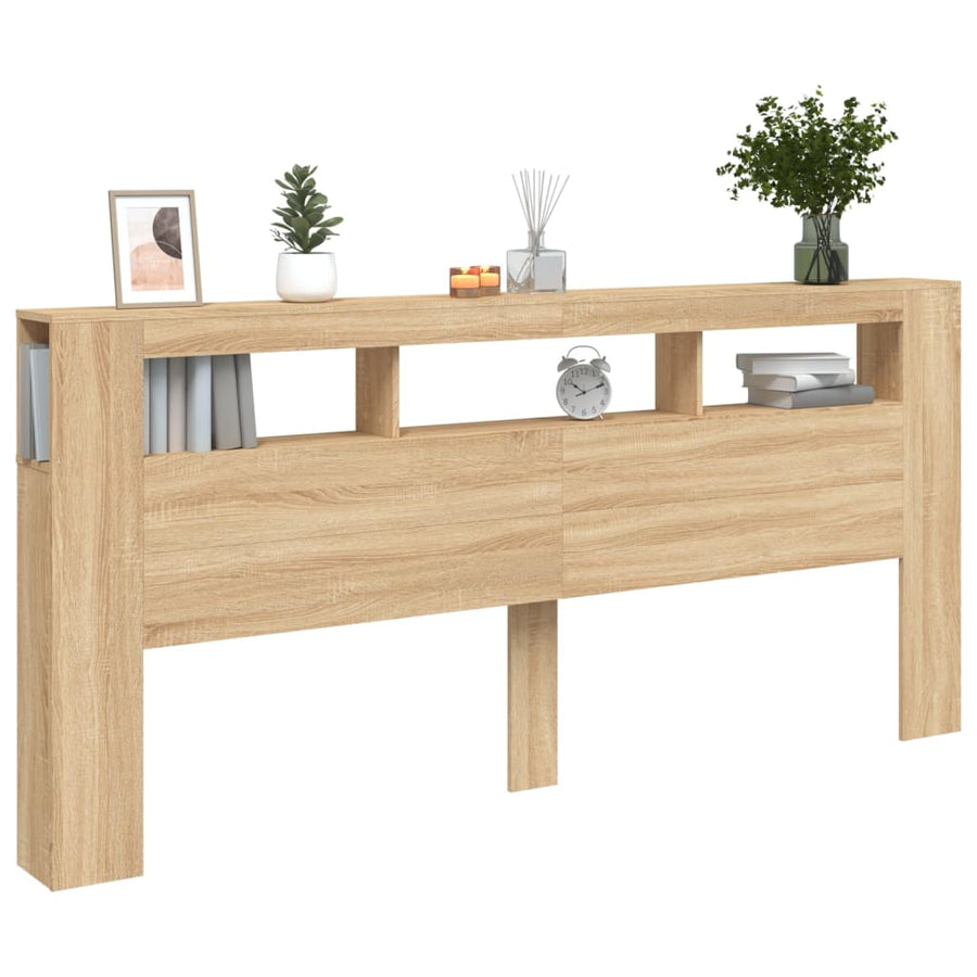 Hoofdbord Met Led 220X8,5X03,5 Cm Bewerkt Hout 220 x 103.5 cm Sonoma eiken