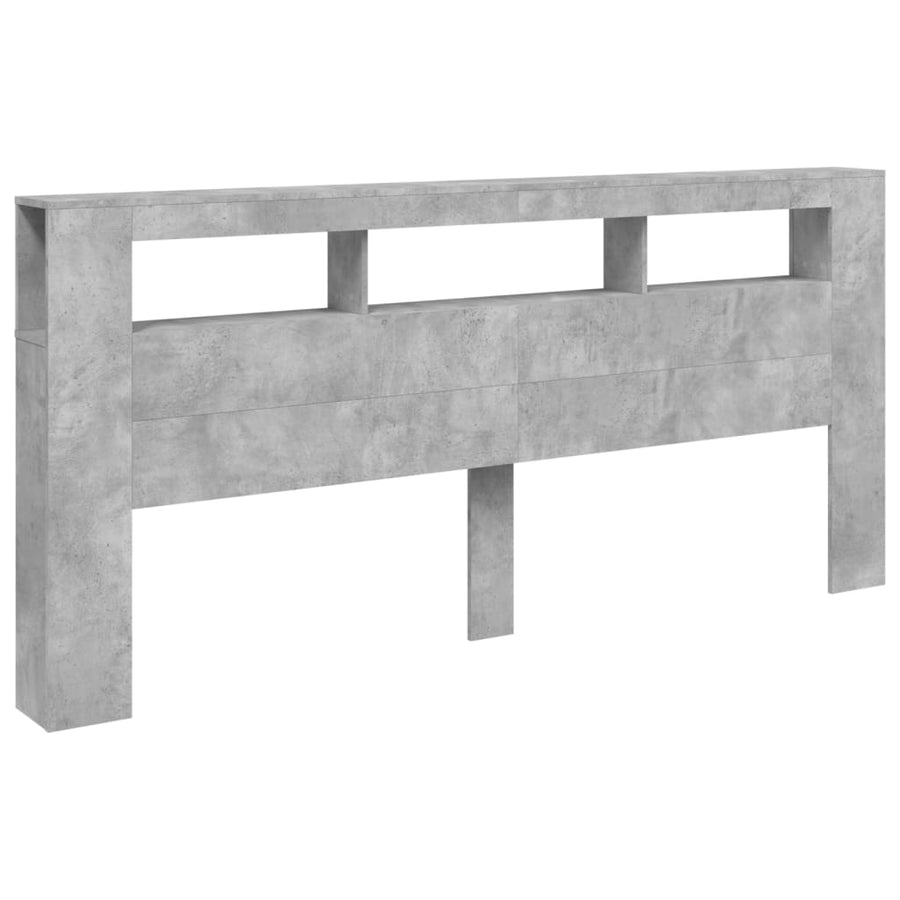 Hoofdeinde Met Led 220X8,5X03,5 Cm Bewerkt Hout 220 x 103.5 cm Betongrijs