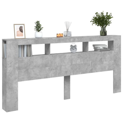 Hoofdeinde Met Led 220X8,5X03,5 Cm Bewerkt Hout 220 x 103.5 cm Betongrijs