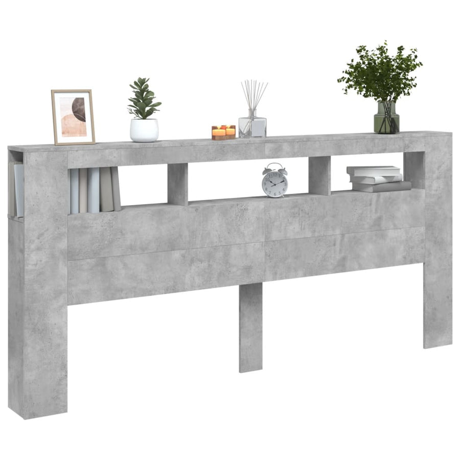 Hoofdeinde Met Led 220X8,5X03,5 Cm Bewerkt Hout 220 x 103.5 cm Betongrijs