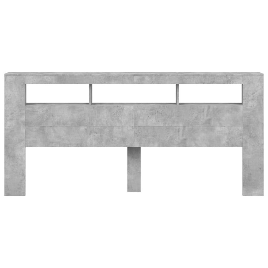 Hoofdeinde Met Led 220X8,5X03,5 Cm Bewerkt Hout 220 x 103.5 cm Betongrijs