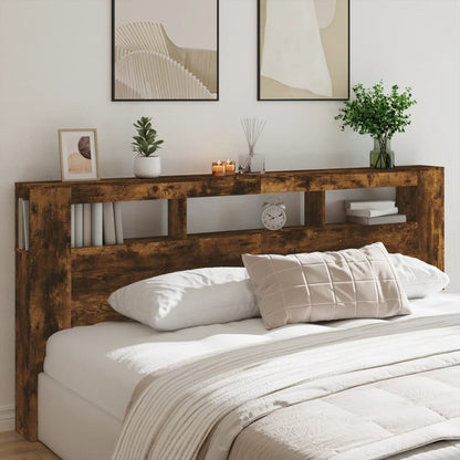 Hoofdeinde Met Led 220X8,5X03,5 Cm Bewerkt Hout 220 x 103.5 cm Gerookt eiken
