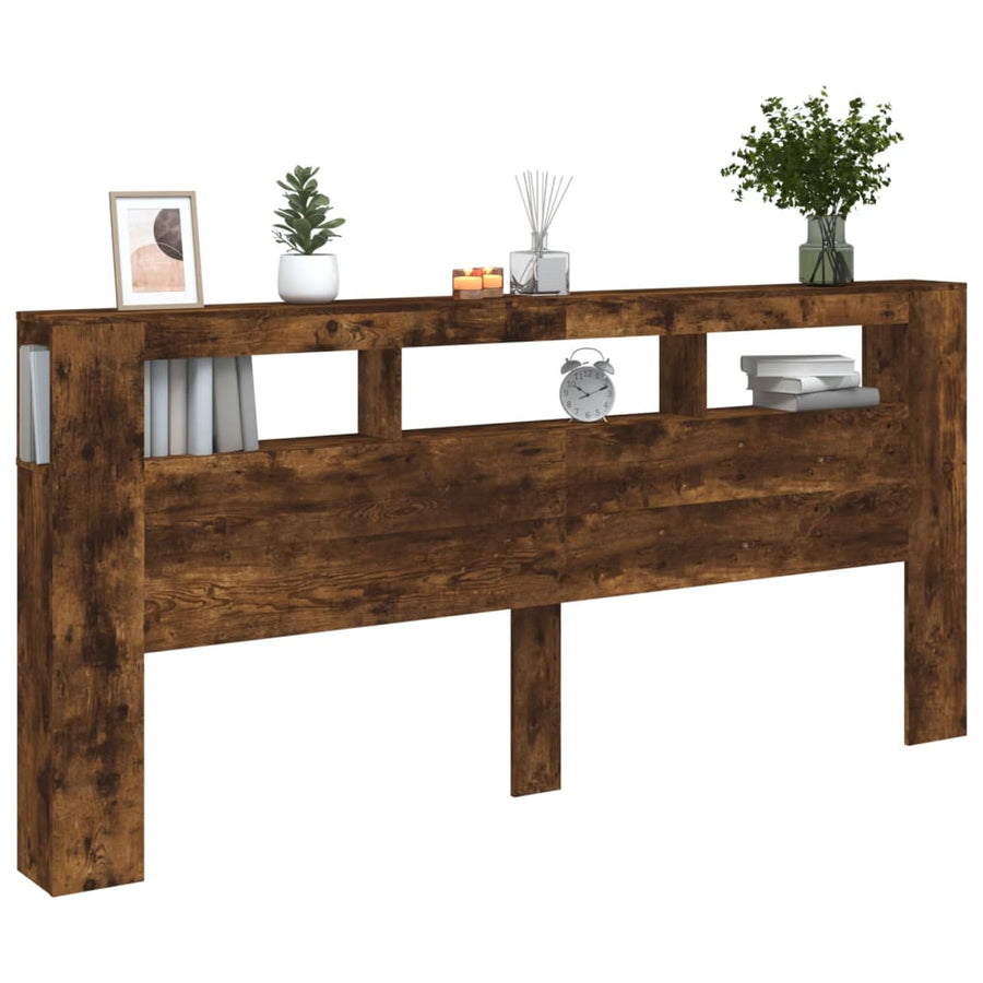 Hoofdeinde Met Led 220X8,5X03,5 Cm Bewerkt Hout 220 x 103.5 cm Gerookt eiken