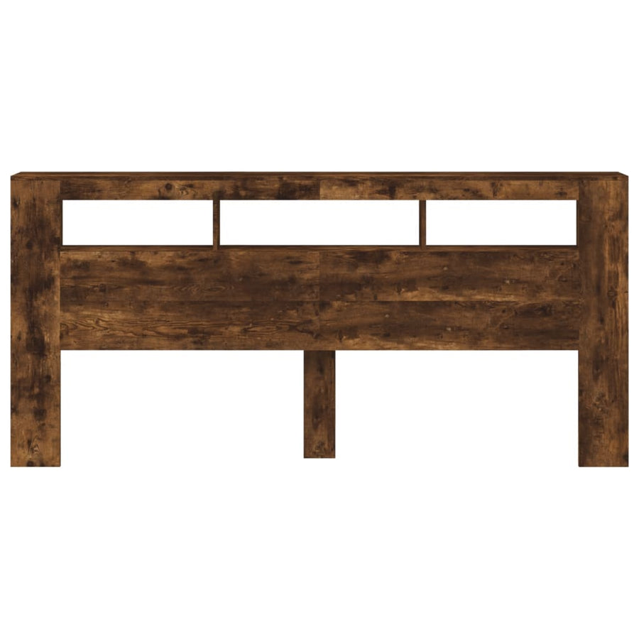Hoofdeinde Met Led 220X8,5X03,5 Cm Bewerkt Hout 220 x 103.5 cm Gerookt eiken