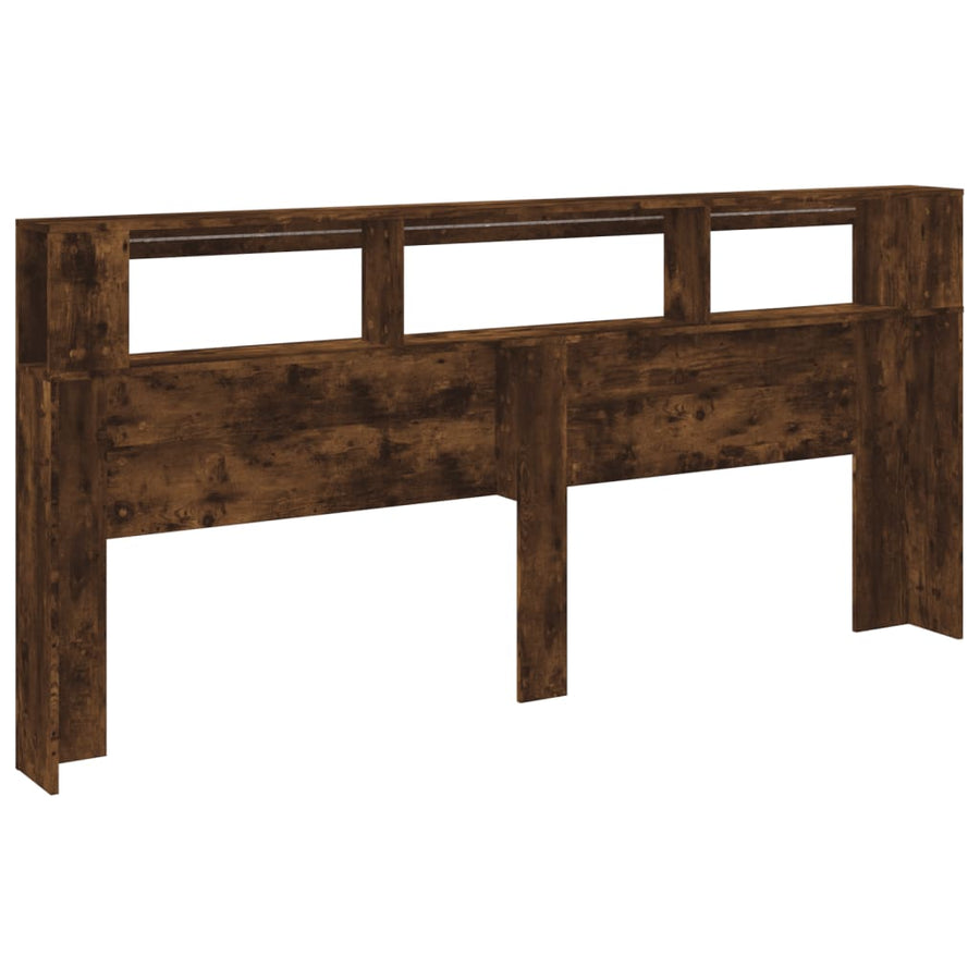 Hoofdeinde Met Led 220X8,5X03,5 Cm Bewerkt Hout 220 x 103.5 cm Gerookt eiken