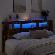 Hoofdeinde 220x18,5x103,5 cm bewerkt hout gerookt eiken LED
