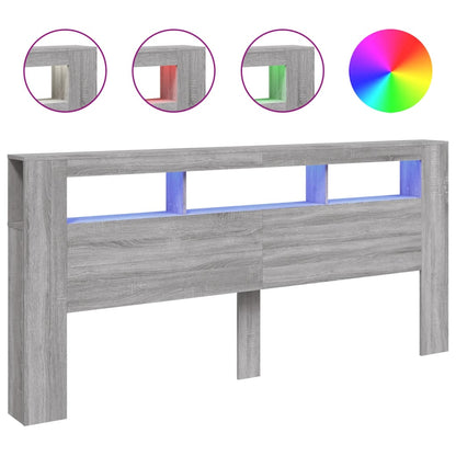 Hoofdeinde Met Led 220X8,5X03,5 Cm Bewerkt Hout 220 x 103.5 cm Grijs sonoma