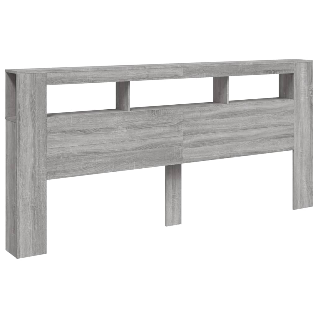 Hoofdeinde Met Led 220X8,5X03,5 Cm Bewerkt Hout 220 x 103.5 cm Grijs sonoma