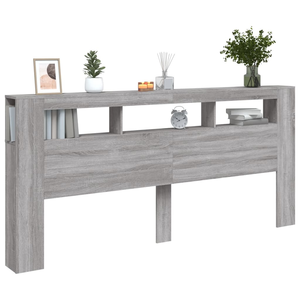 Hoofdeinde Met Led 220X8,5X03,5 Cm Bewerkt Hout 220 x 103.5 cm Grijs sonoma