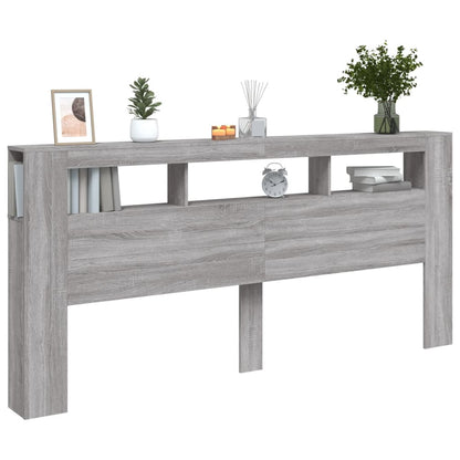 Hoofdeinde Met Led 220X8,5X03,5 Cm Bewerkt Hout 220 x 103.5 cm Grijs sonoma