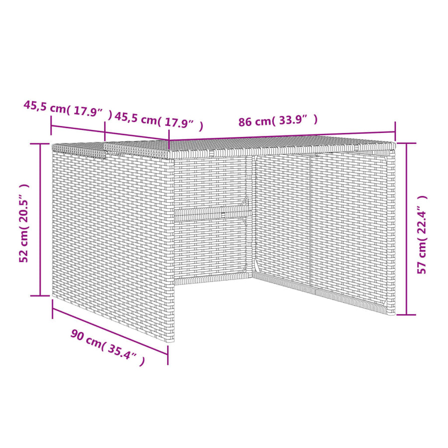 Garage Voor Robotmaaier 86X90X52/57 Cm Poly Rattan Zwart