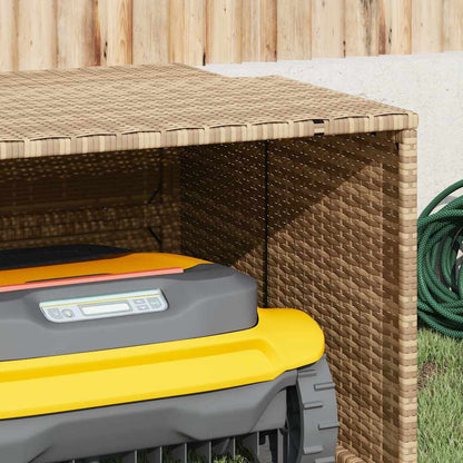 Garage voor robotmaaier 86x90x52/57 cm poly rattan beige