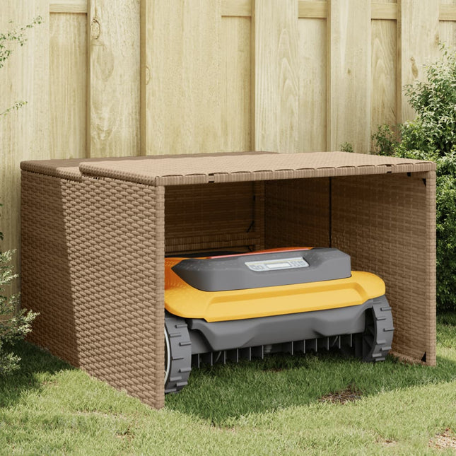 Garage Voor Robotmaaier 86X90X52/57 Cm Poly Rattan Beige