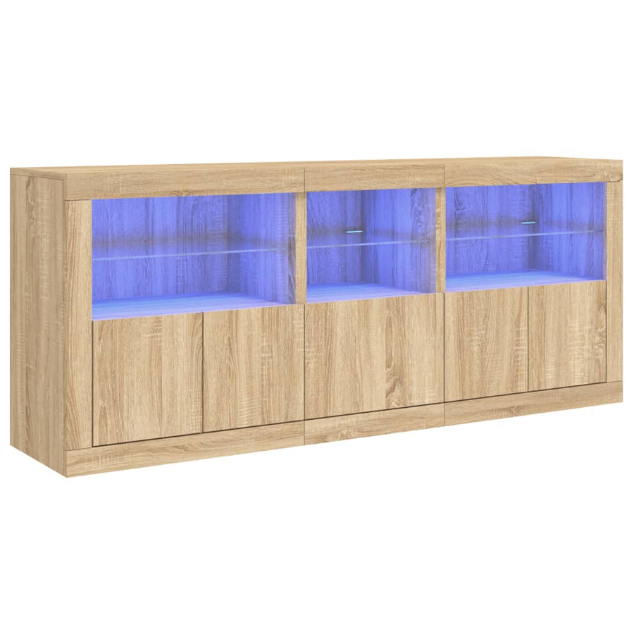 Dressoir Met Led-Verlichting 62X37X67 Cm Kleurig Sonoma eiken