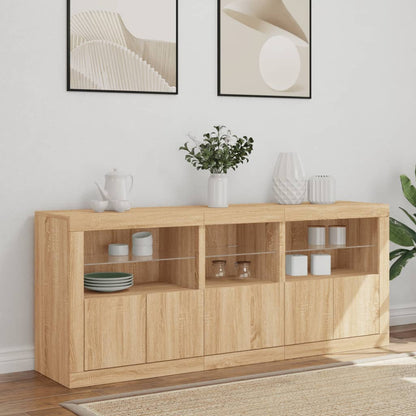 Dressoir Met Led-Verlichting 62X37X67 Cm Kleurig Sonoma eiken