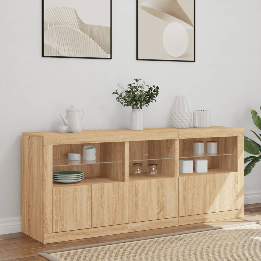 Dressoir Met Led-Verlichting 62X37X67 Cm Kleurig Sonoma eiken