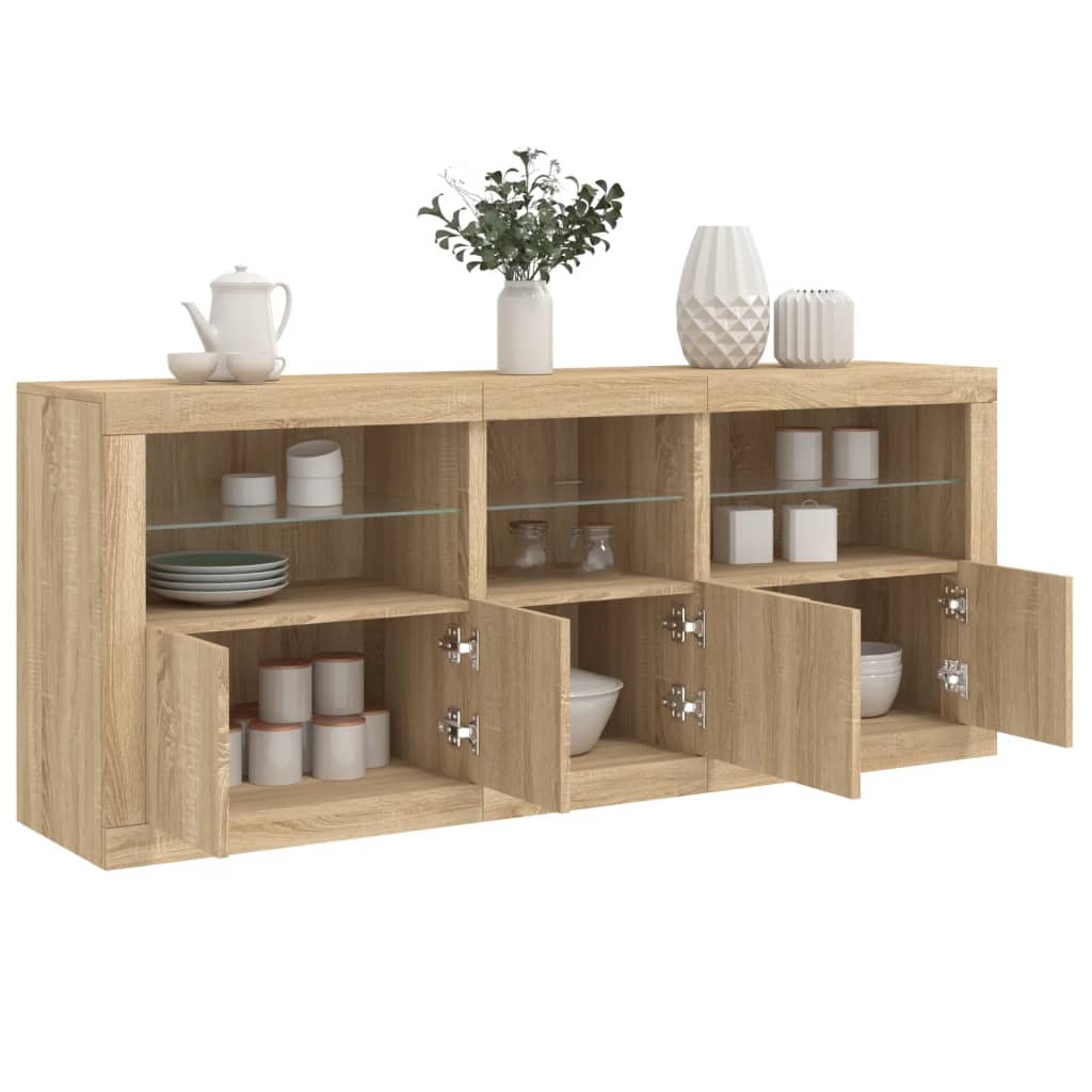 Dressoir Met Led-Verlichting 62X37X67 Cm Kleurig Sonoma eiken