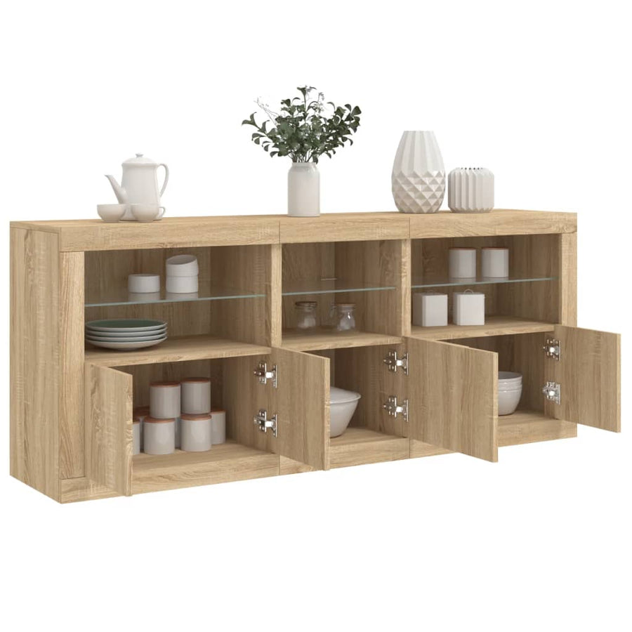Dressoir Met Led-Verlichting 62X37X67 Cm Kleurig Sonoma eiken