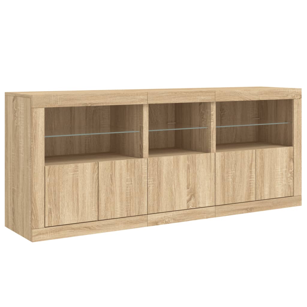 Dressoir Met Led-Verlichting 62X37X67 Cm Kleurig Sonoma eiken