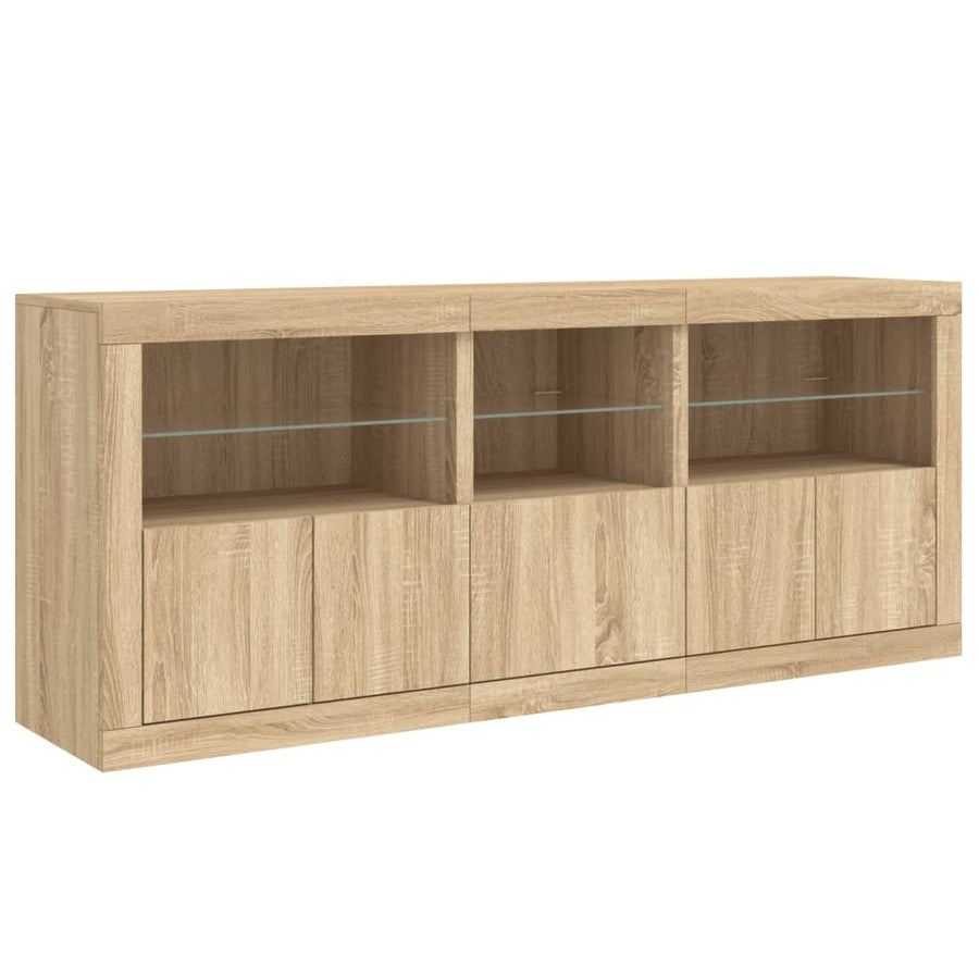 Dressoir Met Led-Verlichting 62X37X67 Cm Kleurig Sonoma eiken