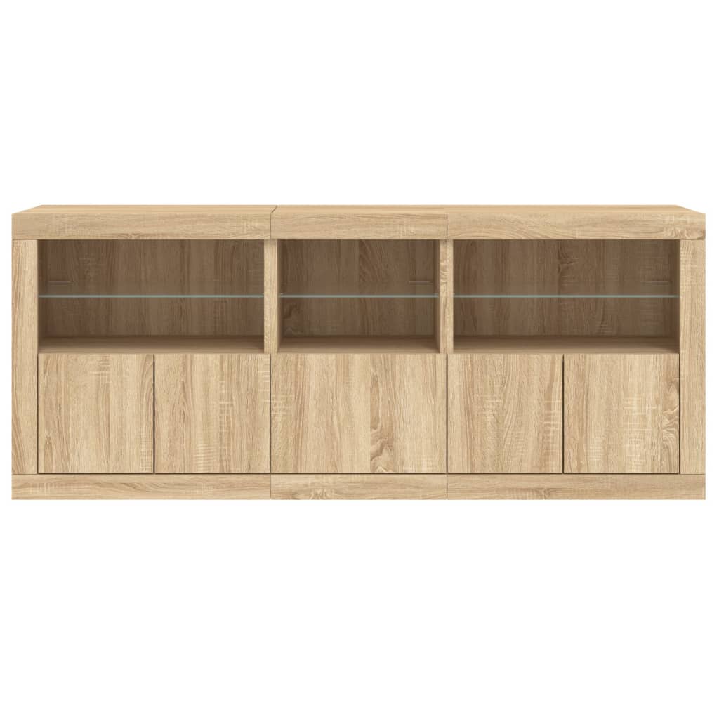 Dressoir Met Led-Verlichting 62X37X67 Cm Kleurig Sonoma eiken