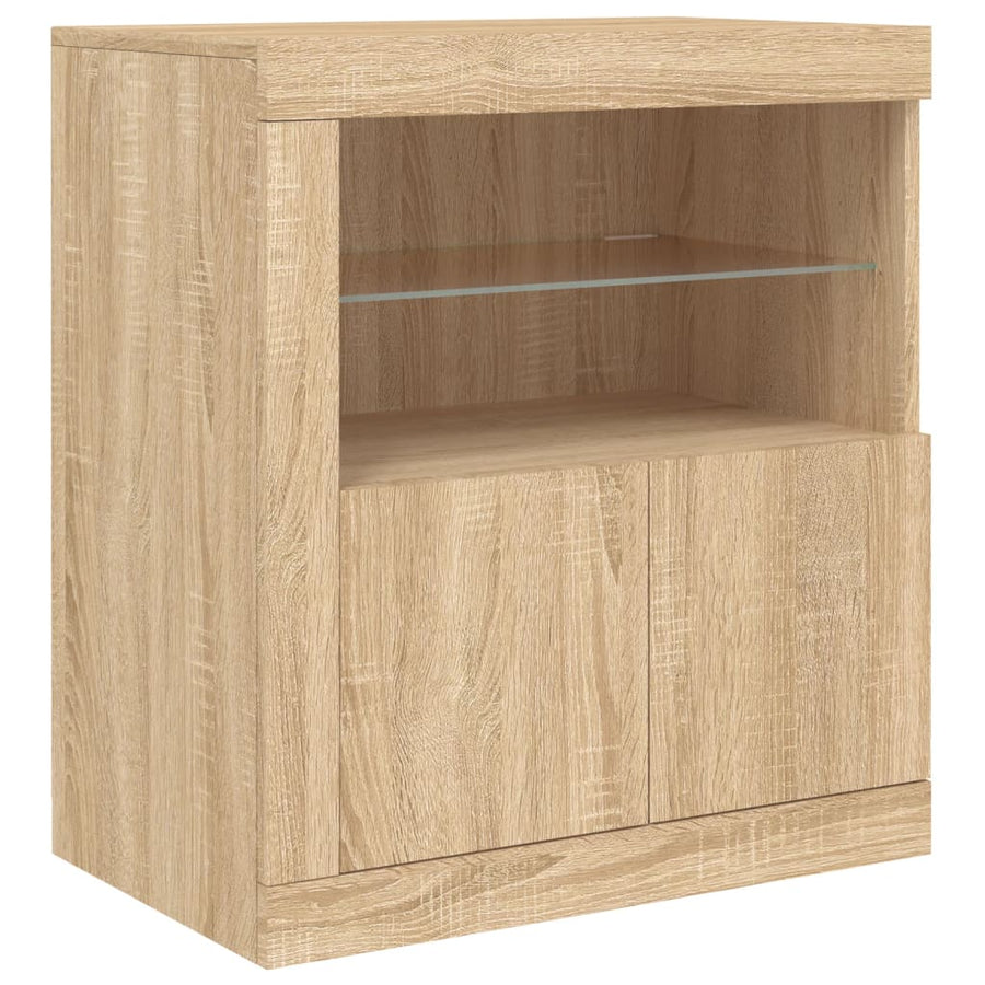 Dressoir Met Led-Verlichting 62X37X67 Cm Kleurig Sonoma eiken