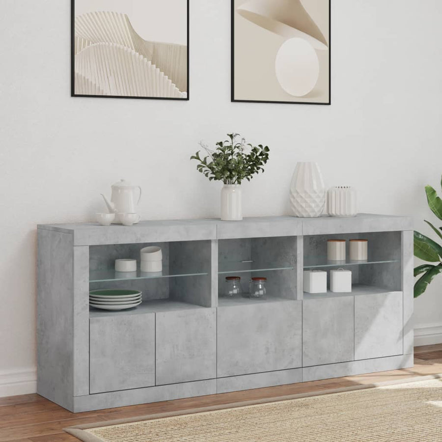 Dressoir Met Led-Verlichting 62X37X67 Cm Betongrijs