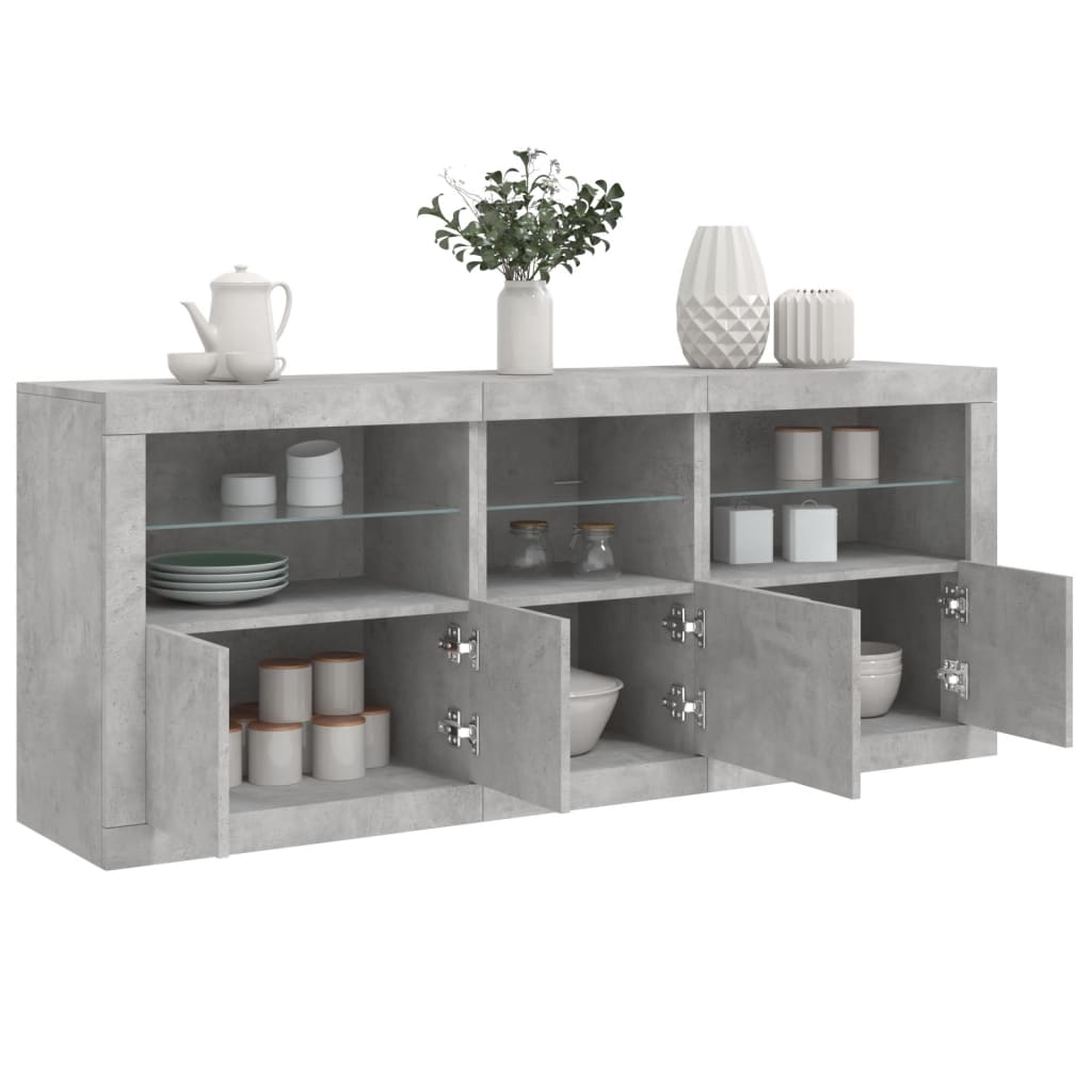 Dressoir Met Led-Verlichting 62X37X67 Cm Betongrijs