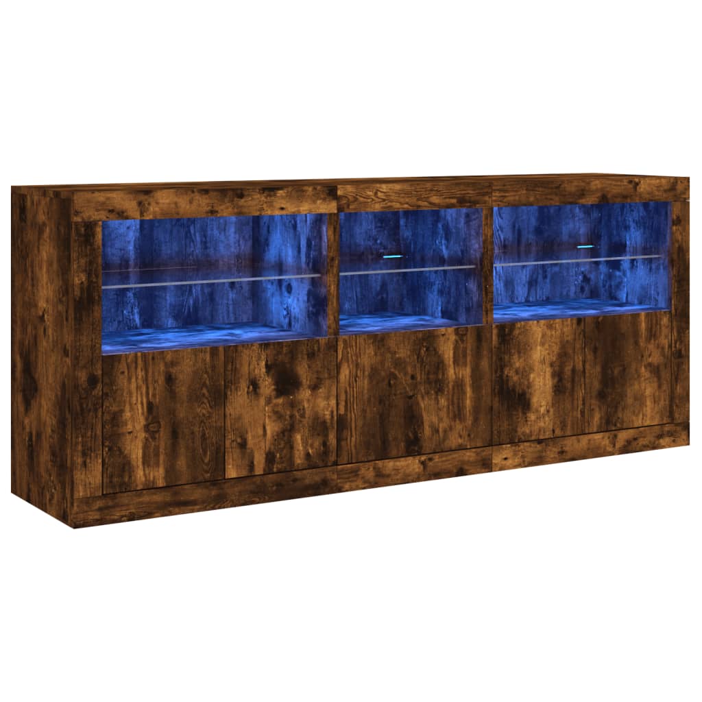 Dressoir Met Led-Verlichting 62X37X67 Cm Bruin Eiken Gerookt eiken