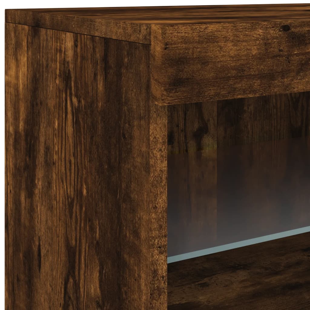 Dressoir Met Led-Verlichting 62X37X67 Cm Bruin Eiken Gerookt eiken