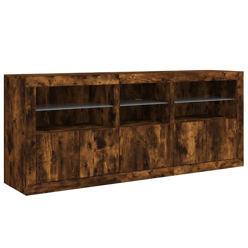 Dressoir Met Led-Verlichting 62X37X67 Cm Bruin Eiken Gerookt eiken
