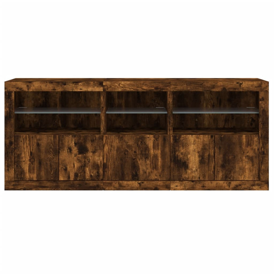 Dressoir Met Led-Verlichting 62X37X67 Cm Bruin Eiken Gerookt eiken