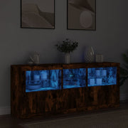 Dressoir 162x37x67 cm bruin eiken met LED
