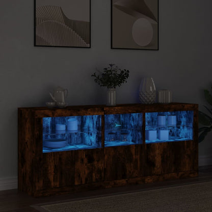 Dressoir Met Led-Verlichting 62X37X67 Cm Bruin Eiken Gerookt eiken