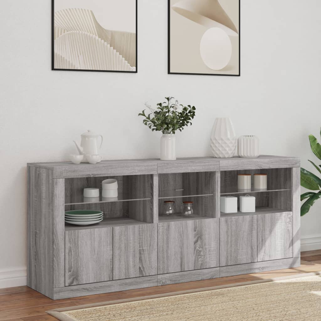 Dressoir Met Led-Verlichting 62X37X67 Cm Grijs sonoma