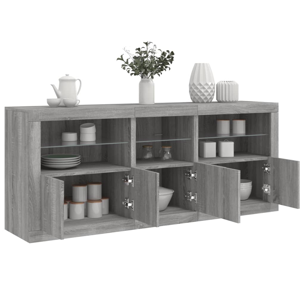 Dressoir Met Led-Verlichting 62X37X67 Cm Grijs sonoma