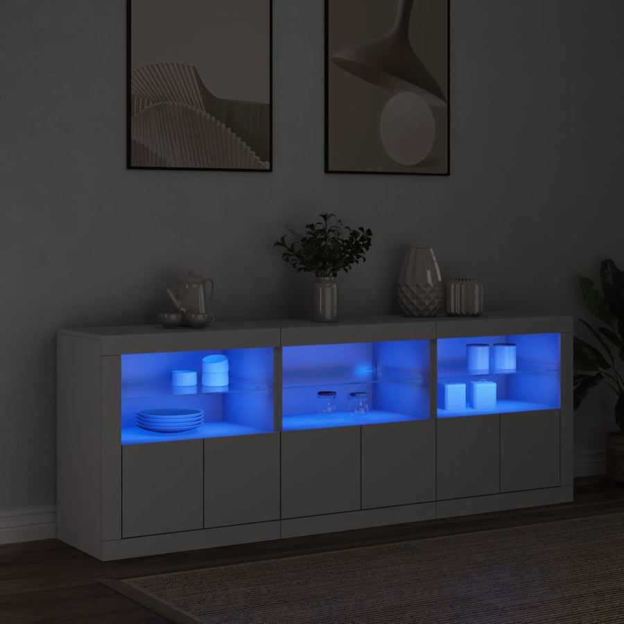 Dressoir Met Led-Verlichting 8,5X37X67 Cm Wit