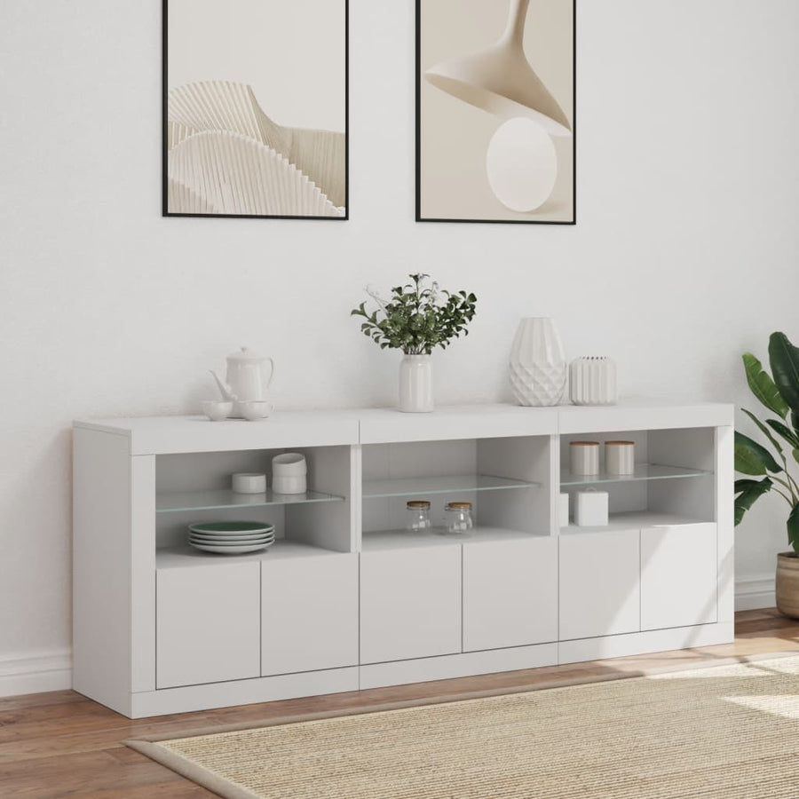 Dressoir Met Led-Verlichting 8,5X37X67 Cm Wit