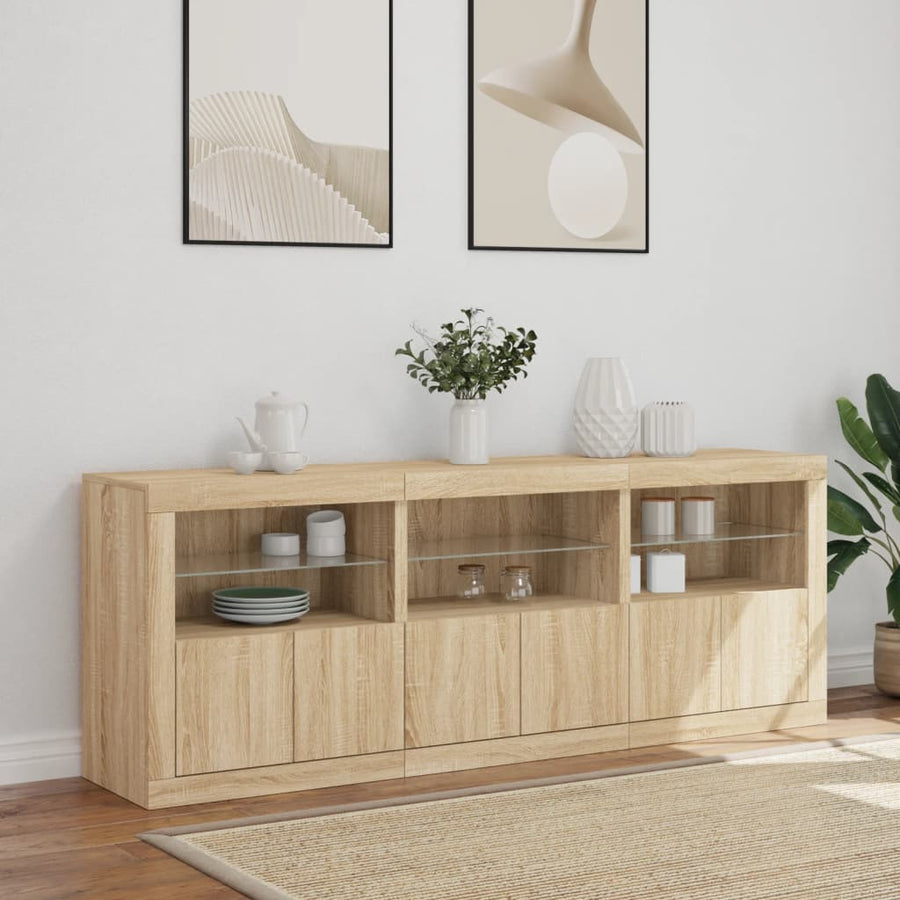 Dressoir Met Led-Verlichting 8,5X37X67 Cm Kleurig Sonoma eiken