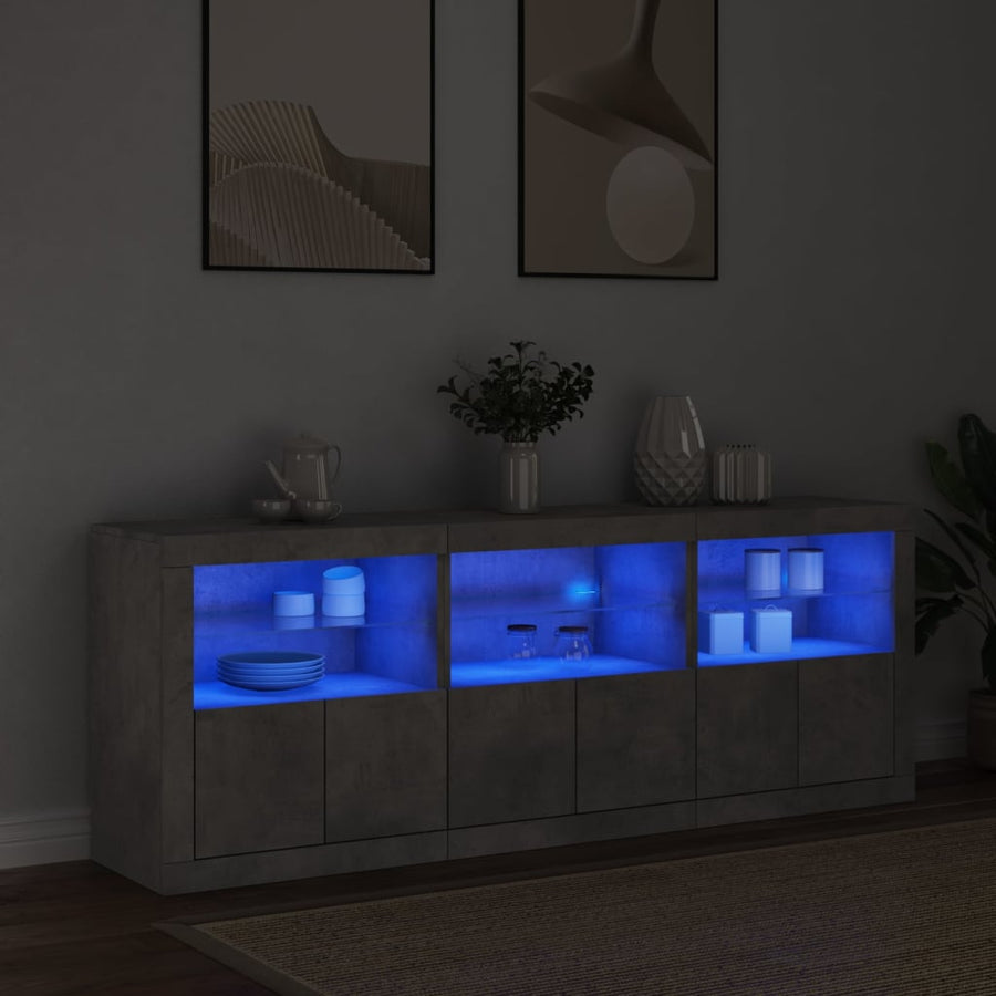 Dressoir Met Led-Verlichting 8,5X37X67 Cm Betongrijs