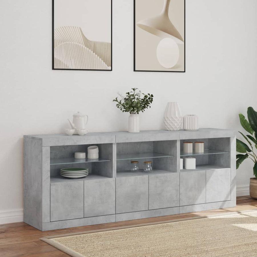 Dressoir Met Led-Verlichting 8,5X37X67 Cm Betongrijs