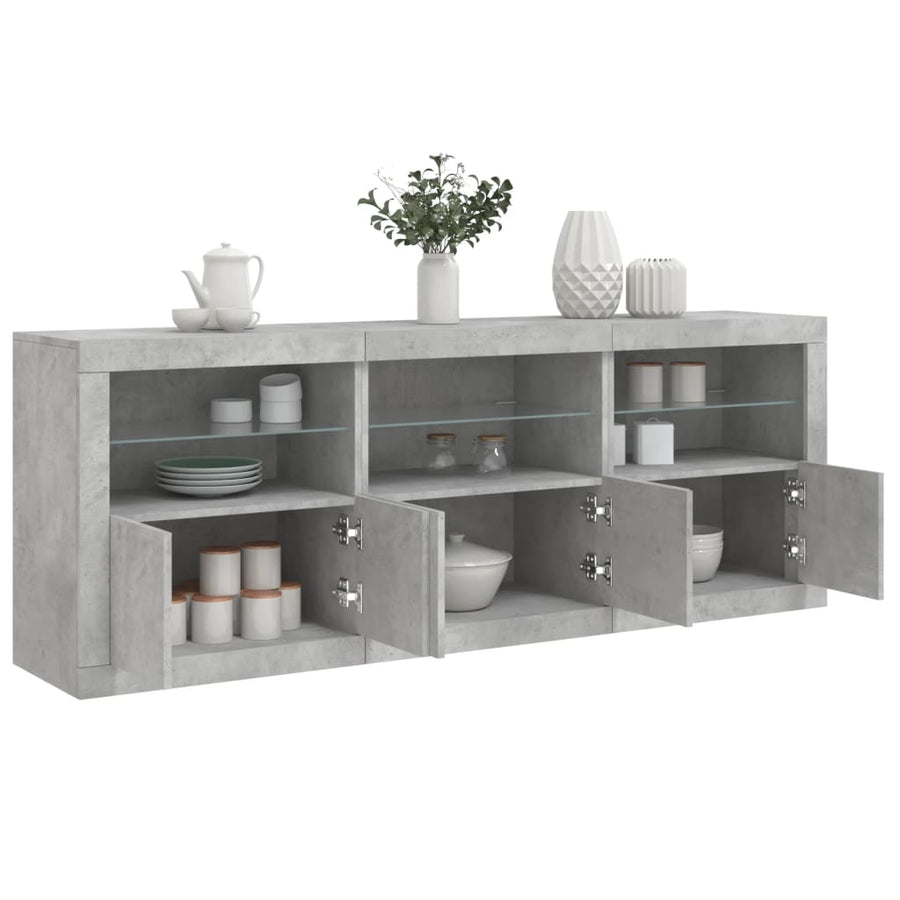 Dressoir Met Led-Verlichting 8,5X37X67 Cm Betongrijs