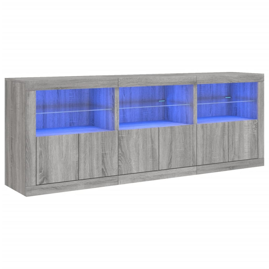 Dressoir met LED-verlichting 181,5x37x678 cm grijs sonoma eiken